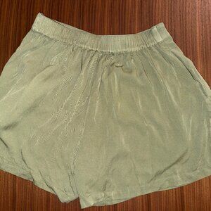 Olive green cotton pull on shorts